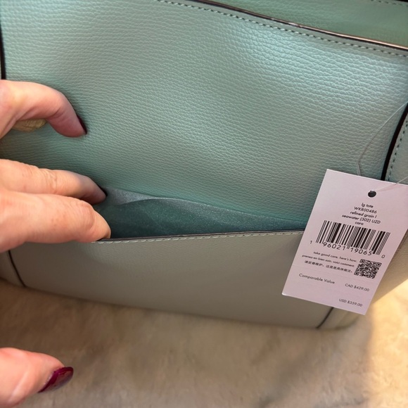 NWT ♠️ Kate Spade Cara Tote Bag Large Seawater Green Gold Hardware Grain Leather - Picture 16 of 16
